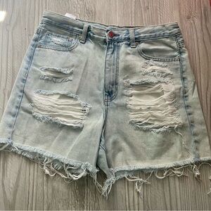 American Eagle Outfitters Light Blue Distressed Jean Shorts